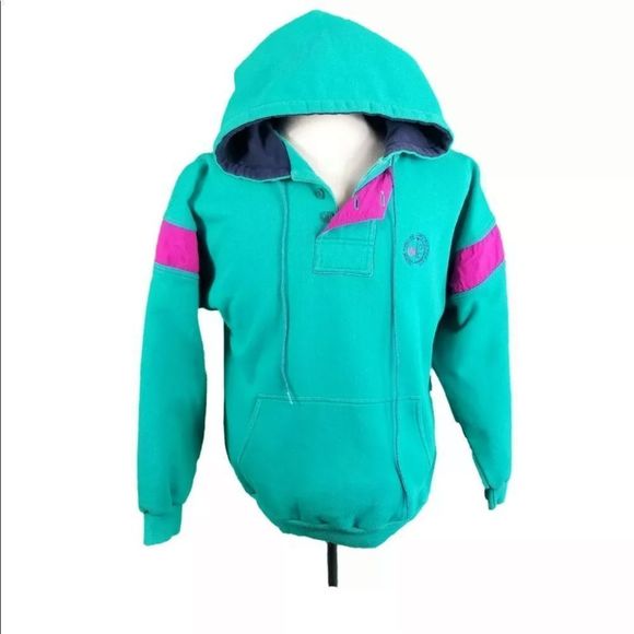 Rocky Mountain Other - Vintage Hoodie Teal Medium Denim Pipeline Cotton Blend Made in Canada